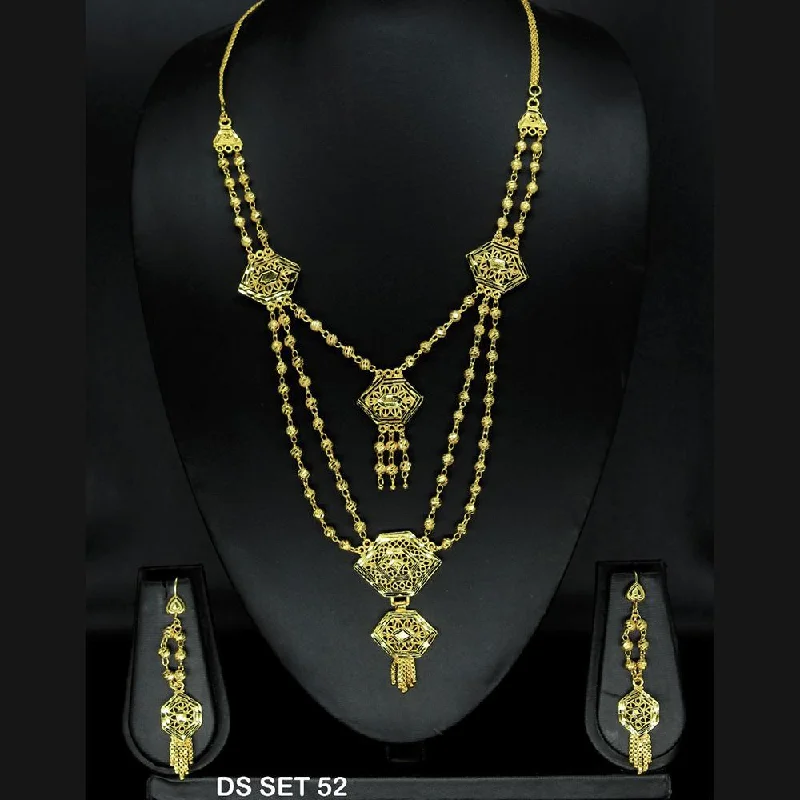 women’s geometric necklace-Mahavir Forming Look Gold Plated beautiful Multi Layer Necklace Set  - DS SET 52