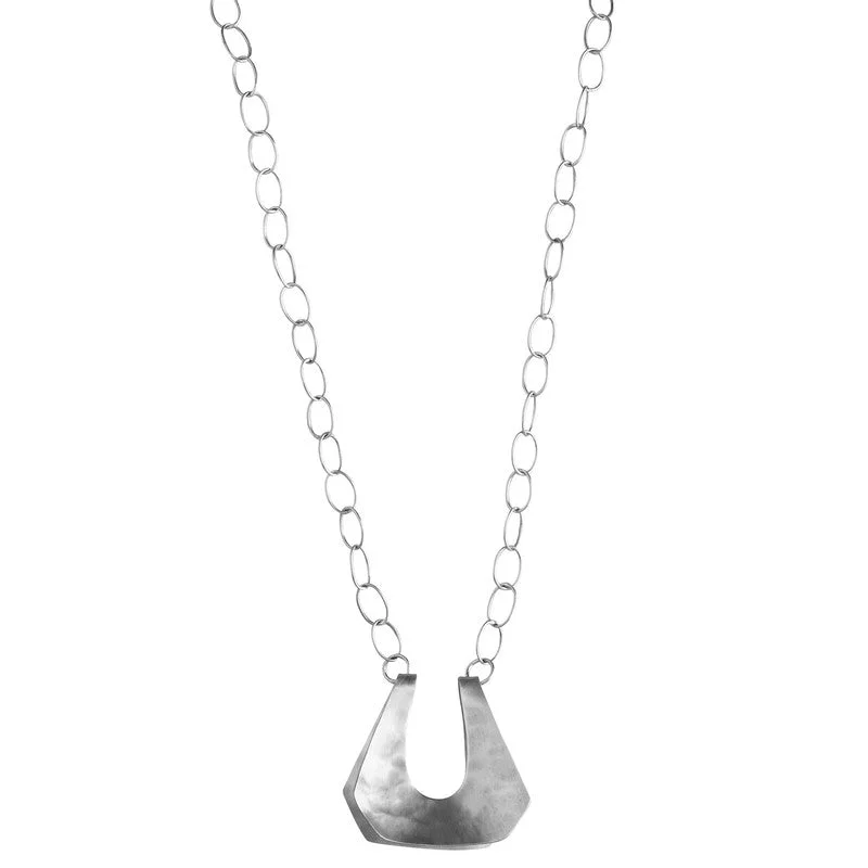 women’s crystal and pearl necklace-Yucca Necklace - Trapezoid, Sm, Silver