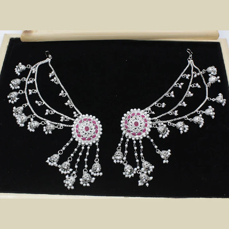 women’s moonstone earrings-Manisha Jewellery Silver Plated Pota Stone & Pearl Kanchain Jhumki Earings