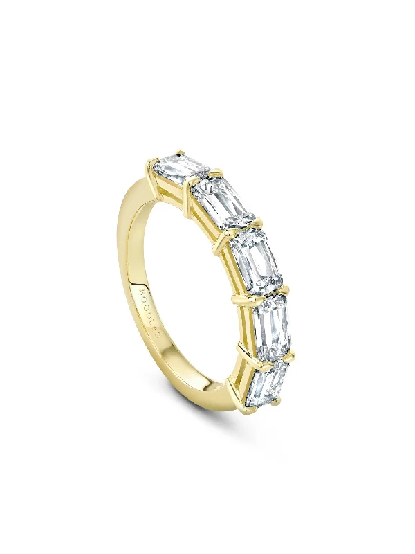 women’s marquise-cut ring-Classic Ashoka Diamond Yellow Gold Semi Eternity Ring