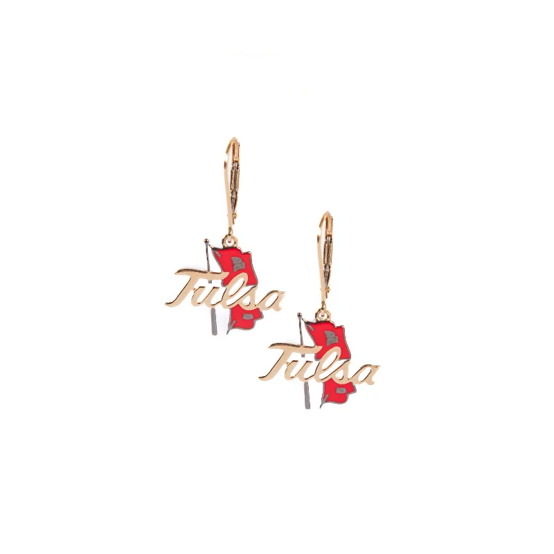 women’s trendy hoop earrings-TU Earrings with Red Enamel